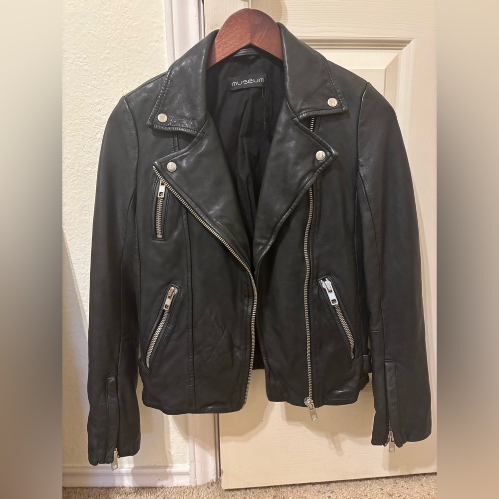 Museum Rebel Black Leather Jacket for Women